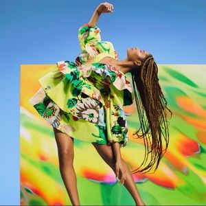 Christopher John Rogers x Target Yellow Floral Long Sleeve Ruffle Mini Dress